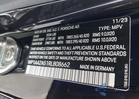 2024 Porsche Macan T from USA, damaged, VIN WP1AA2A51RLB08662